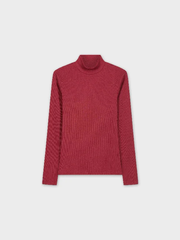 HEATHERED TURTLENECK-BURGUNDY