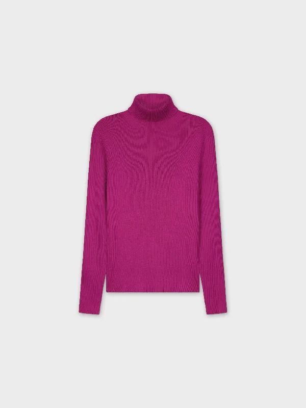 Knit Ribbed Turtleneck-Magenta