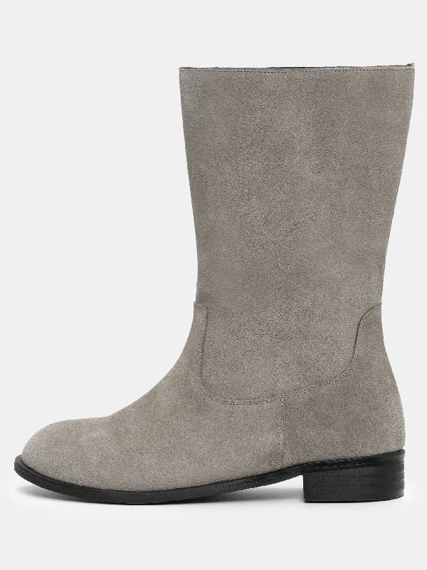 Mid-Calf Suede Boots, Dove