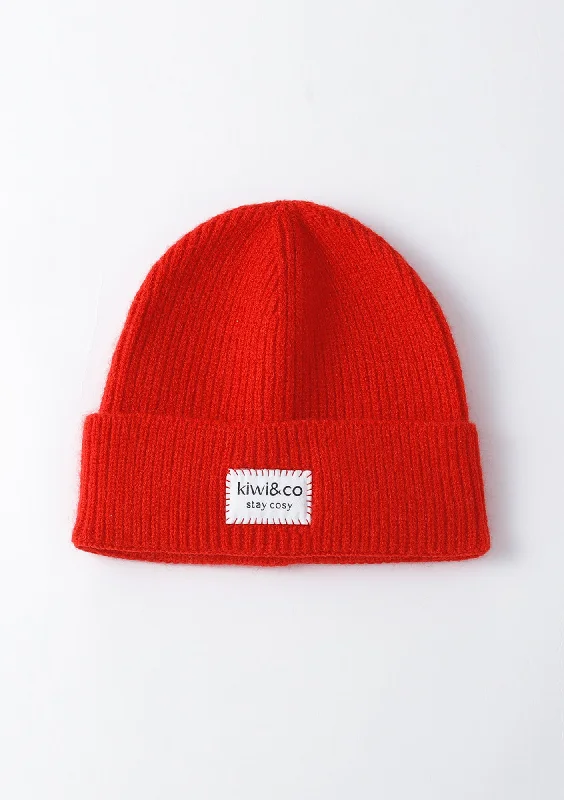 Poppy Red Beanie Hat